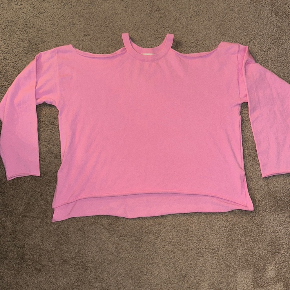 Pink cold shoulder sweater